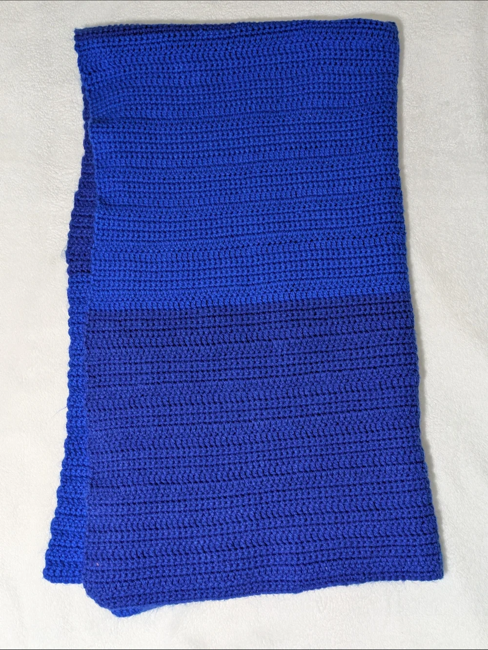 Handmade Crochet Throw Blanket — Royal Blue Cozy Knit